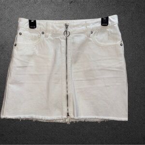 Free People Zip It Up Mini Skirt Vintage White Size 27 NWT